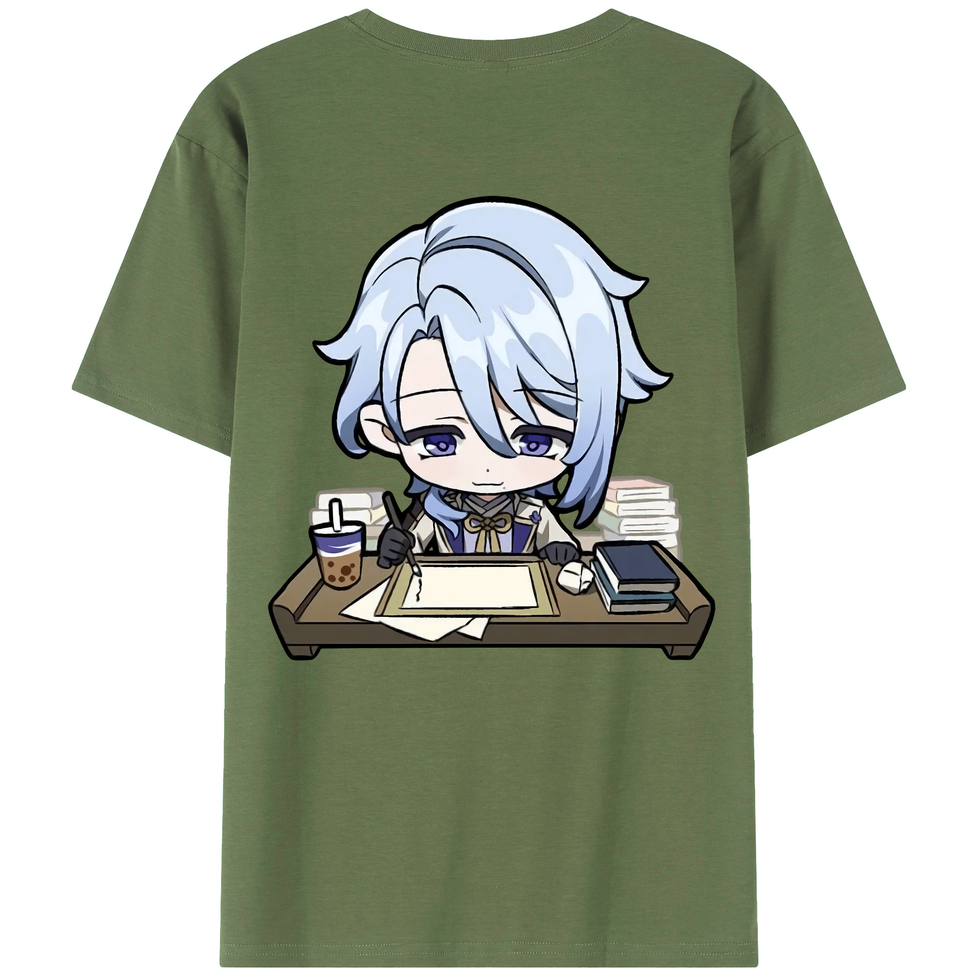 げんし神 神里綾人 かみさとあやと genshin Kamisato Ayato 綿100％ メンズ半袖Tシャツ（バックプリント） 通気性